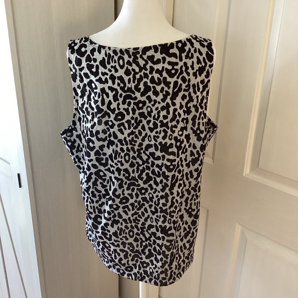 Chico's Black and Gray with Sparkle Leopard Print Tank Top Chico's Sz 3 (XL) - Picture 2 of 9